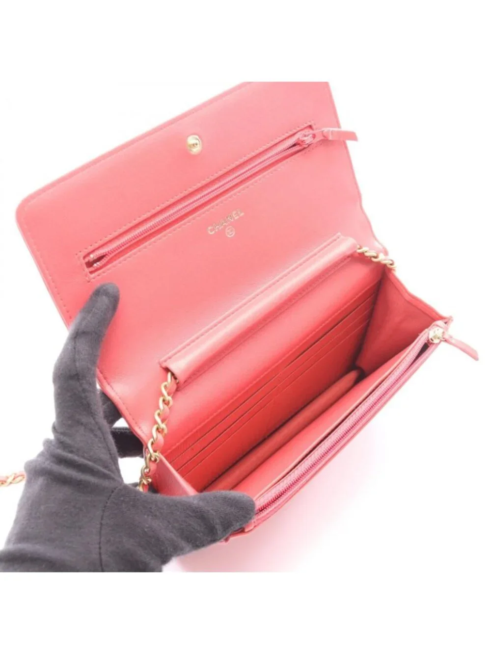 Chanel Shoulder Bag Quilted Icon Charm Pink Lambskin Chain Wallet